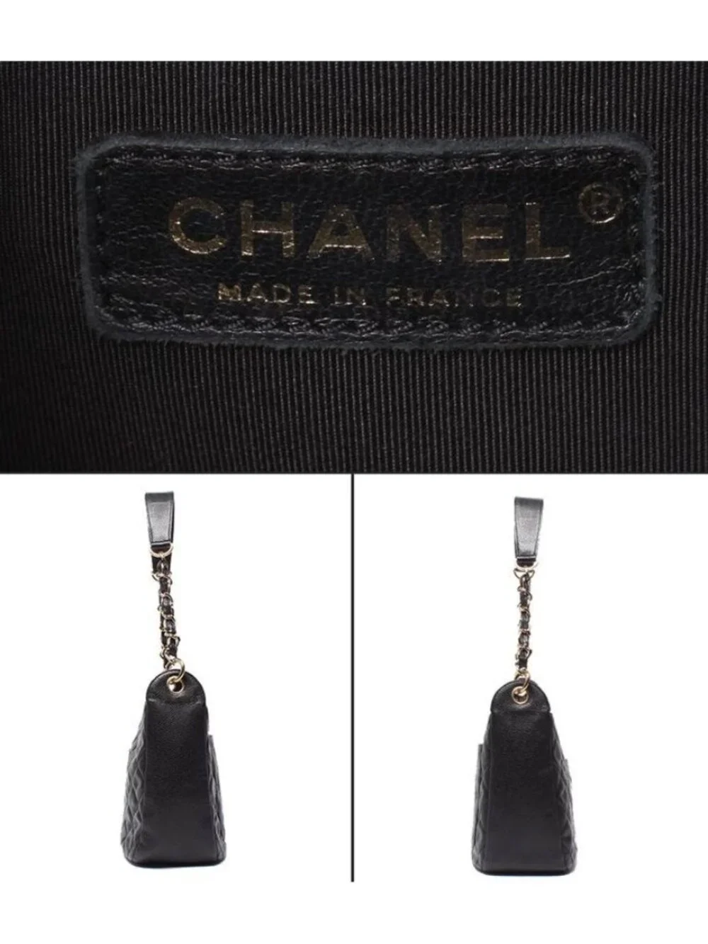 Chanel Chain Shoulder Bag Gold Caviar Leather Quilted - Picture 4 of 10